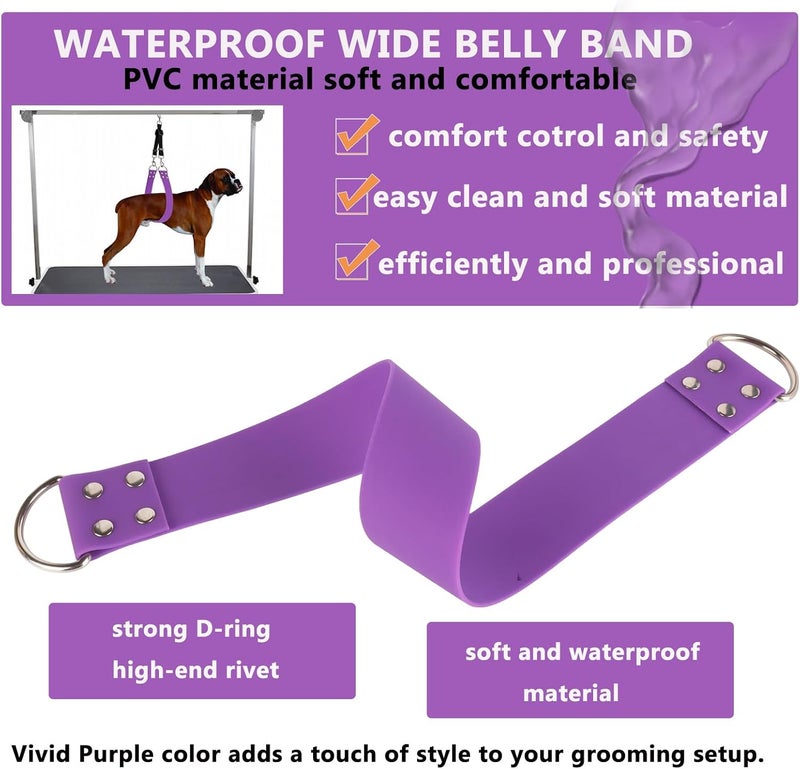 DISCPETSEC Pet Dog Grooming Belly Strap – 2 Inch Wide Waterproof PVC Belly Support Band Grooming Loop Restraint for Pet Bathing and Grooming(Lilac-Short) - Image 3